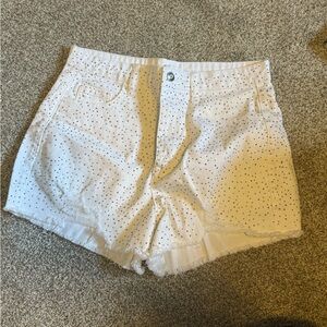 Denim Sparkle Stoned Frayed Shorts GB Size Large White